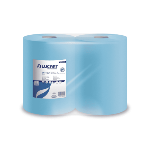 Lucart Putzrollen 100 % Recycling 3lagig blau, 500 Abrisse 36x36 cm, VE 2 Rollen